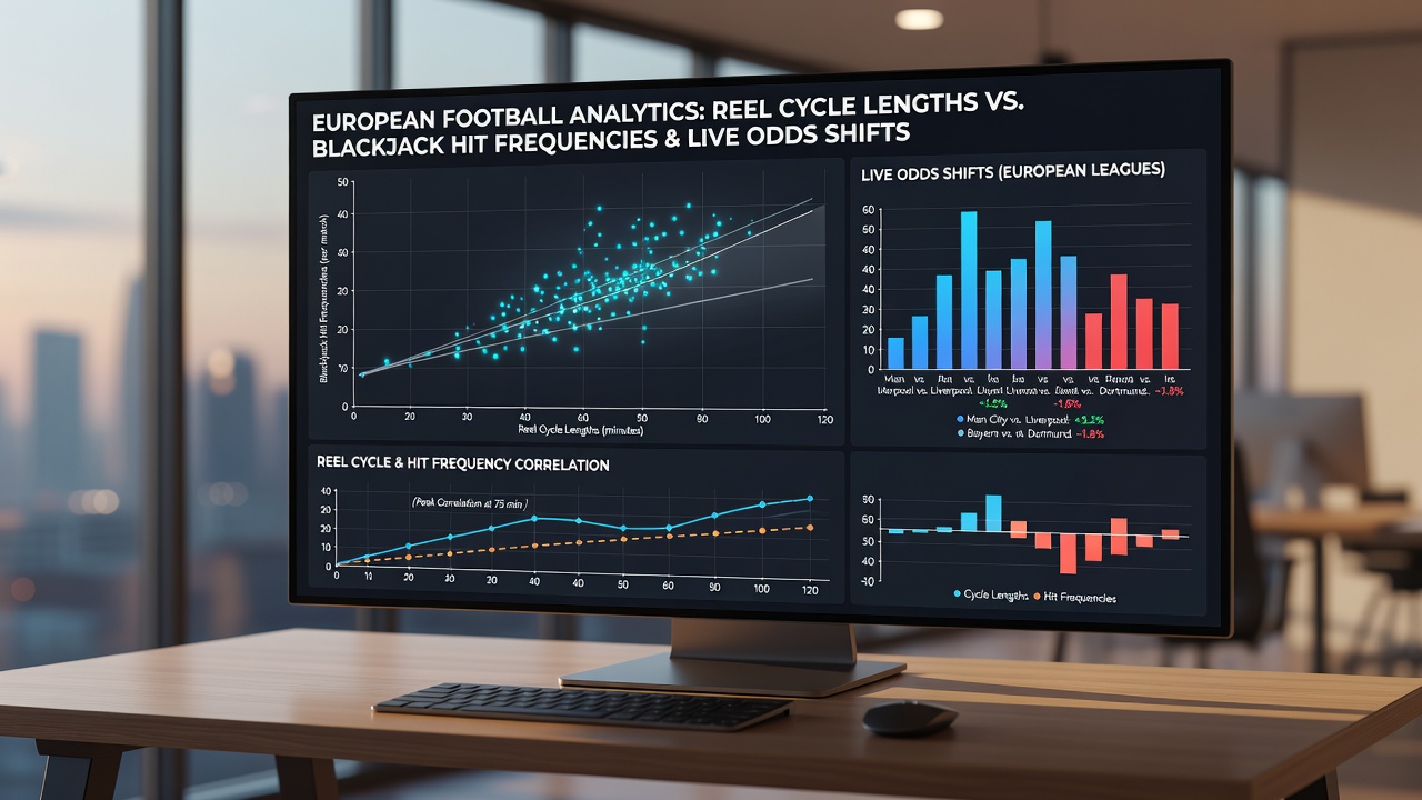 Analyse diagram van live odds shifts in Europese voetbal leagues gekoppeld aan blackjack data