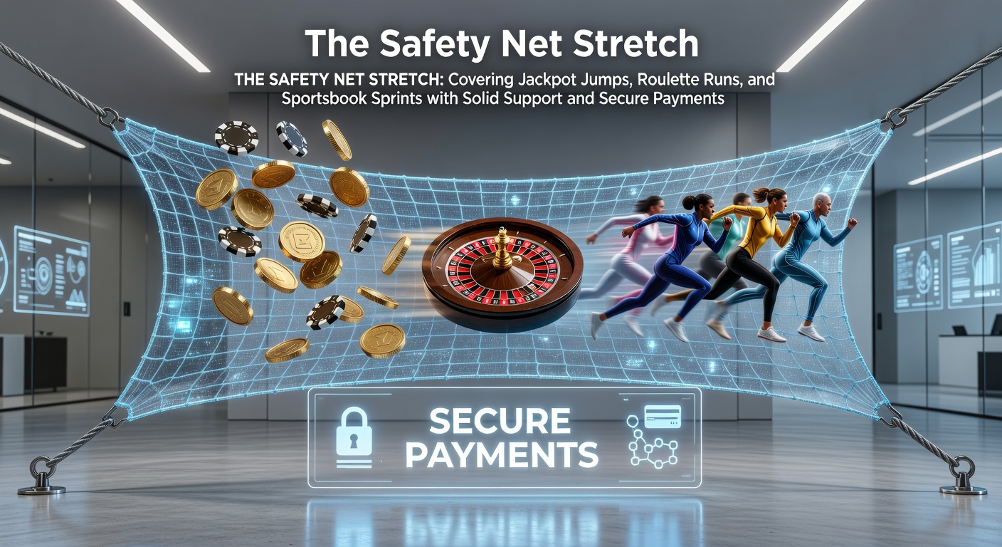 Grafiek met stijgende lijnen van jackpotwinsten, roulette-sessies en sportsbook-inzetten, omringd door schild-symbolen voor veiligheid en support