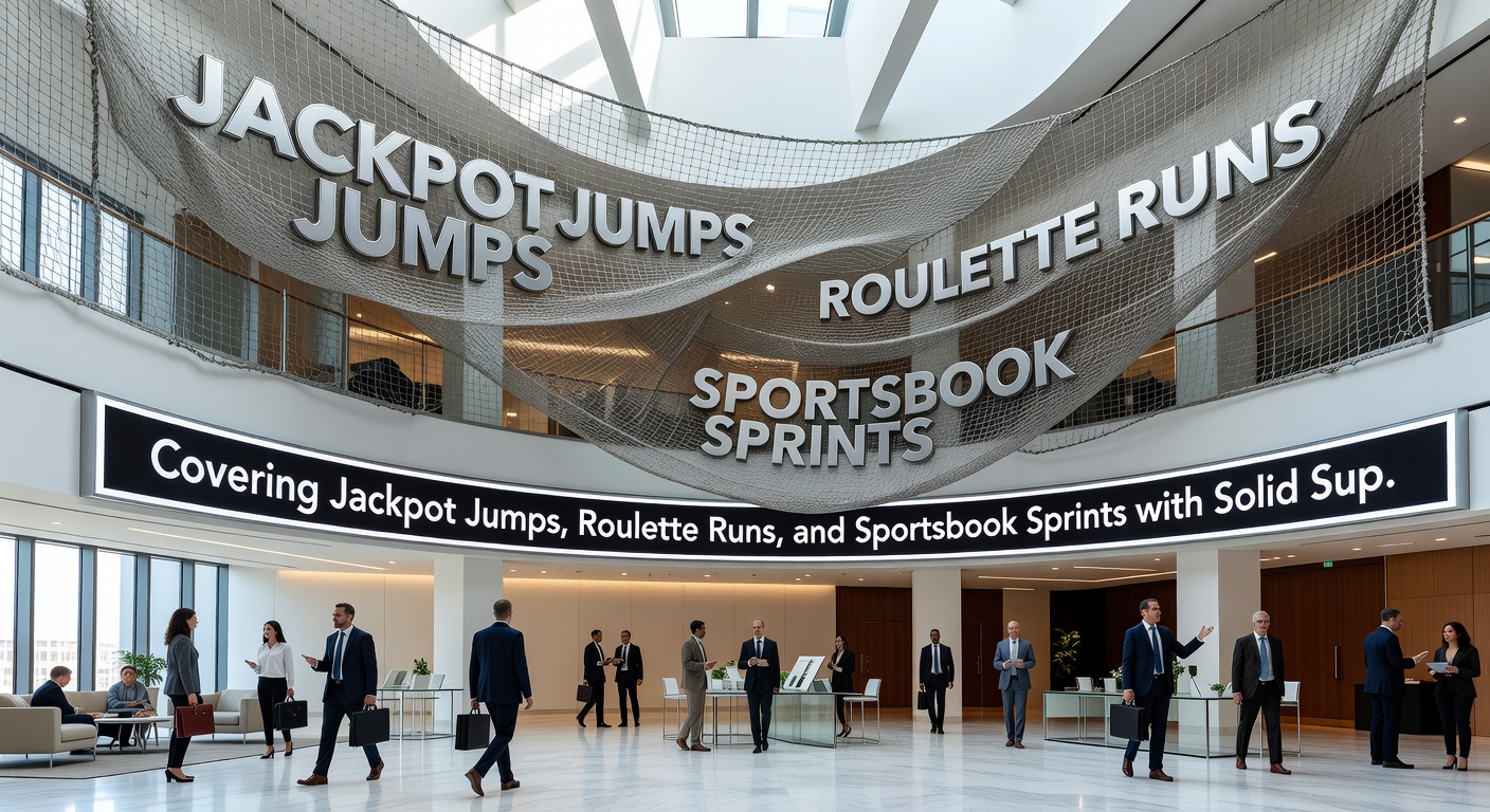 Afbeelding van een speler aan een live roulette tafel met overlay van slotmachines, sportweddenschappen en sloten voor betalingen en support icons