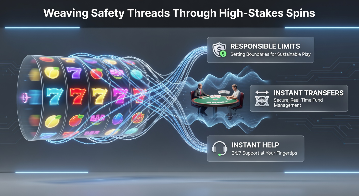 Speler aan een slotmachine met veiligheidsiconen zoals limietknoppen en supportchat zichtbaar op het scherm, symboliserend veilige gokpraktijken tijdens jackpotjachten